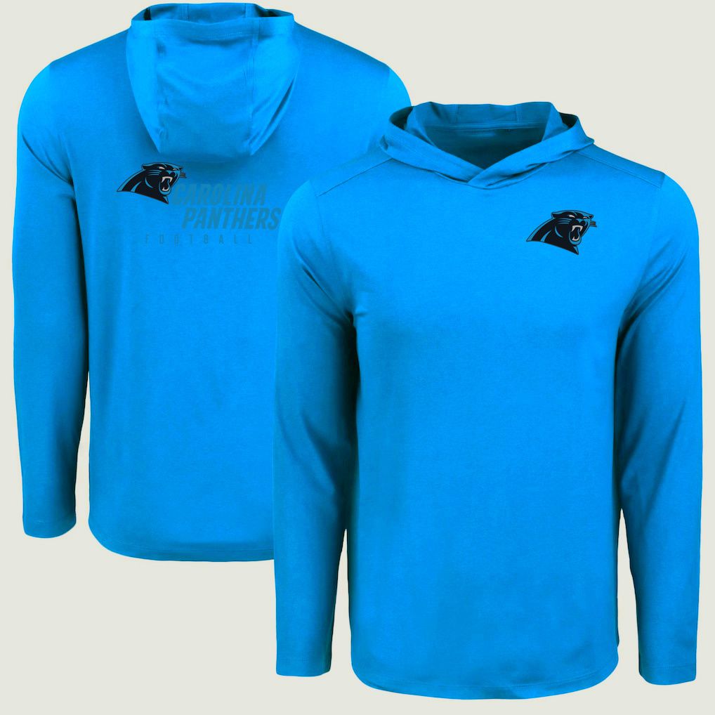 Men 2026 NFL Carolina Panthers Hooded long sleeved T-shirt blue 05->nfl t-shirts->Sports Accessory
